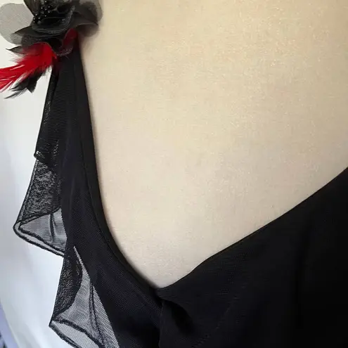 Alfred Angelo Vtg Y2K Asymmetric Hem Dress Sz 8 Ruffle Whimsigoth Floral HoCo