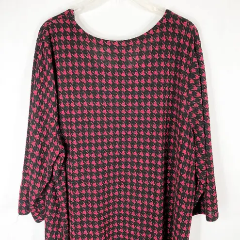 Houndstooth Catherines Plus Size 2X Top 22W 24W Red Black  Scoop Neck Stretch 236