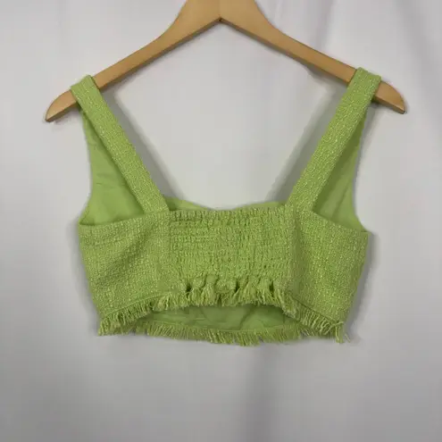 House of Harlow 1960 Green Tweed Cropped Blazer Fringe 2 Piece Size XS Flawed!