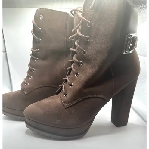 Bedazzle Alix Brown Faux Suede Lace