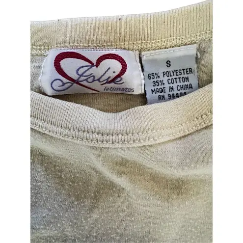 Vintage 80s Basic Long Sleeve Shirt Top Pale Yellow Jolie Intimates S