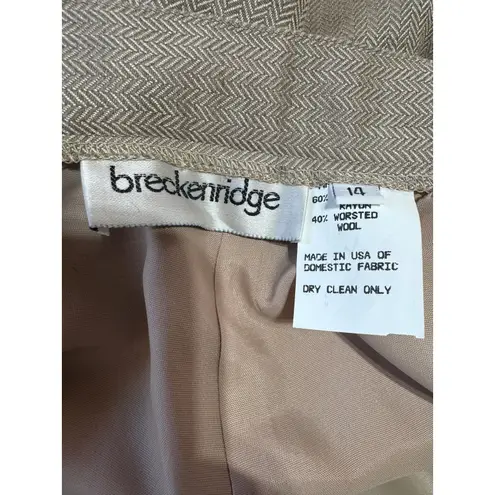 Breckenridge  High‎ Waist Pleated Herringbone Pants Wool Blend Vintage Women's 14