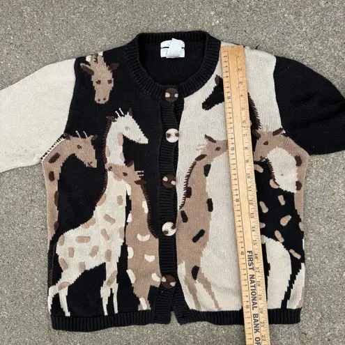 Christopher & Banks Y2K Giraffe Neutral Tone Cardigan Knit Sweater SMALL