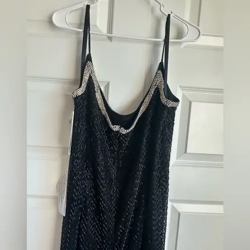 Mac Duggal Lattice Beaded Spaghetti Strap Column Gown- NWT