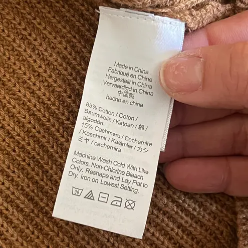 J.Crew Ribbed Cotton Cashmere Relaxed Turtleneck Sweater Camel Tan Size Large - Image 5