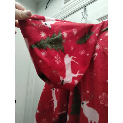 XmasComing NEW Unisex Size Small Red Fleece One Piece Hooded Reindeer Pajamas