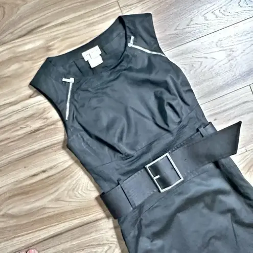 Karen Millen | Black Fitted Sheath Sleeveless Zipper Detail Black Belt | Size 2