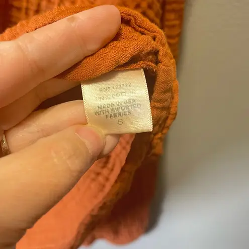 Xirena Women's Two Piece Cotton Gauze Rust Orange Cowl Neck Drawstring Size S/M Brown