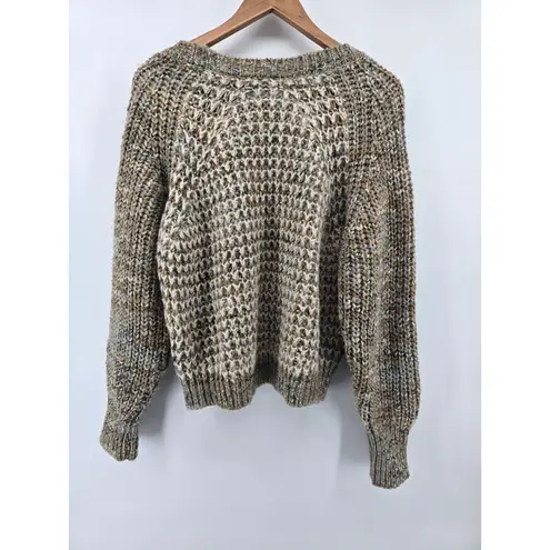 MOTH by Anthropologie Textured Wool Blend Sweater Pullover Earth Tones Small Brown