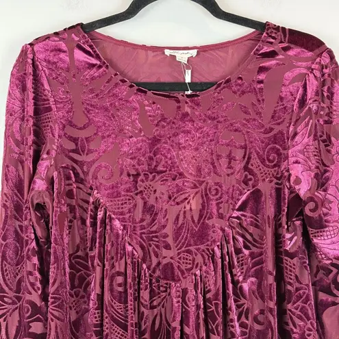 Ultra Pink Top Women Medium Pink Velvet Asymmetrical Bell Sleeve Boho Fairy NWT