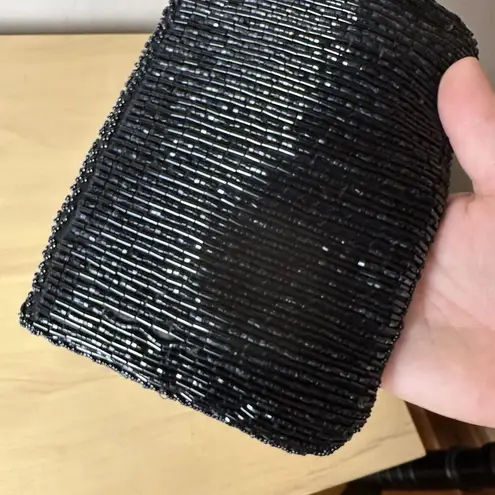 La Regale Vintage Black Beaded Evening Clutch Purse | Holiday Party NYE Glam