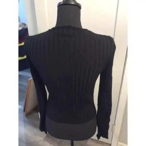 BCBG Maxazria Quilted Leather Sweater combined Wool VNC Small Black Moto