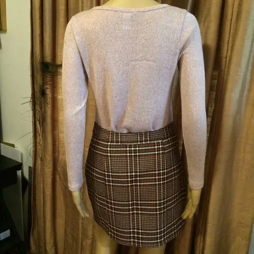River Island Plaid Mini Skirt with Zipper Accents School Girl Style