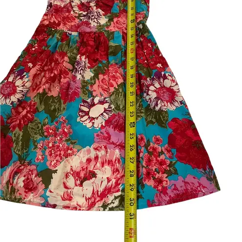 Xhilaration  Women’s Size XS Floral Dress Smocked Back Red Blue Multicolor #11•4