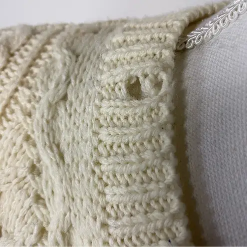 Kilronan Irish Merino Wool Cream Cable Knit Cardigan Sweater Small