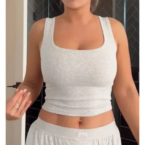 SKIMS Cotton Rib Tank in Light Heather Grey Size Large