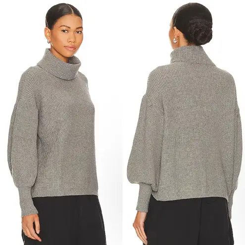 superdown  Frankie Knit Sweater Grey Turtleneck Balloon Sleeve Pullover