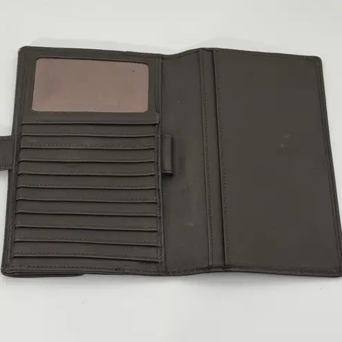 Rare Lauren Ralph Lauren Equestrian Brown Logo Leather Bifold Wallet