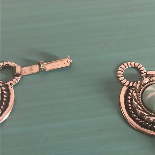 Vintage Faux Turquoise Cabochon Silver Tone Link Southwestern Choker Necklace Blue