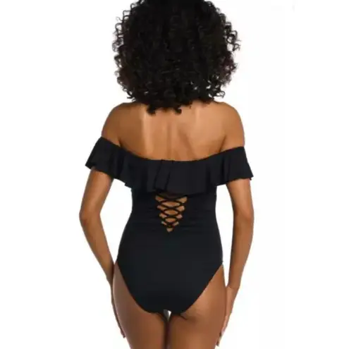 La Blanca Island Goddess Off Shoulder Ruffle One Piece Size 12 NWT