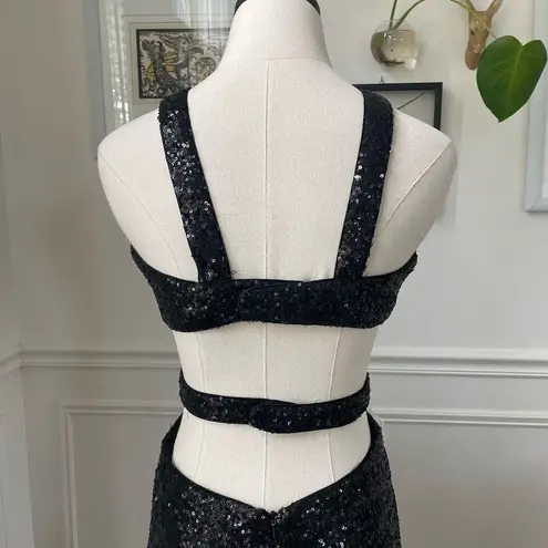 Faviana  7509 Black Sequin Strappy Formal Gown Dress Mob Wife $400 10