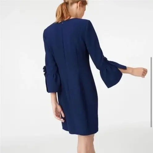 Club Monaco Crepe Shift Dress 3/4 Bell Ruffle Sleeves 2 Cocktail Event Navy Blue
