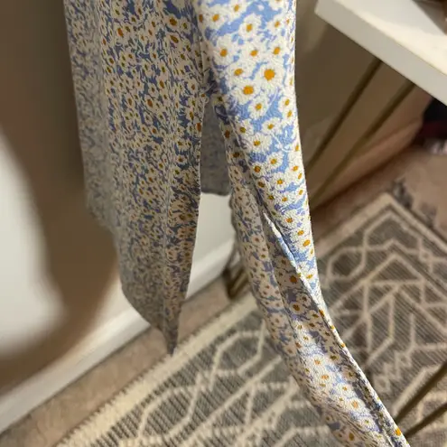 Aeropostale 90’s Style Ditsy Floral Spaghetti Strap MIDI Slip Dress Baby Blue Tie Back Sz M