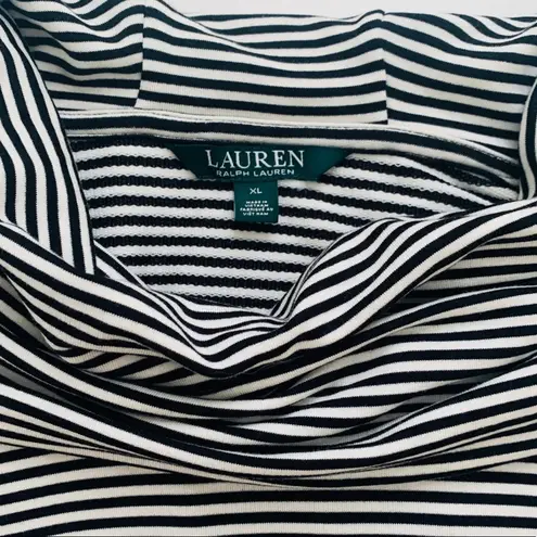 Lauren Ralph Lauren Top Sweater Black White Stripe Loose Cowl Neck XL