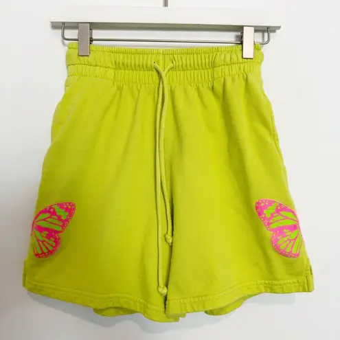 frankie's bikinis Frankie’s Bikinis Burl High Rise Athletic Sweatshort Butterfly Neon Casual Small