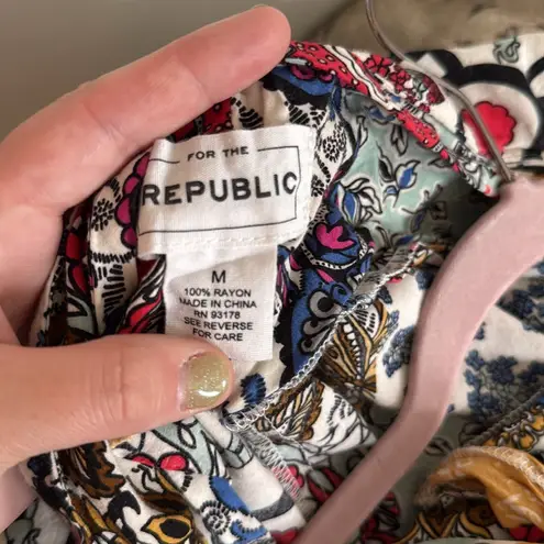 FOR THE REPUBLIC Maxi Dress Colorful Patchwork Elephants Size Medium