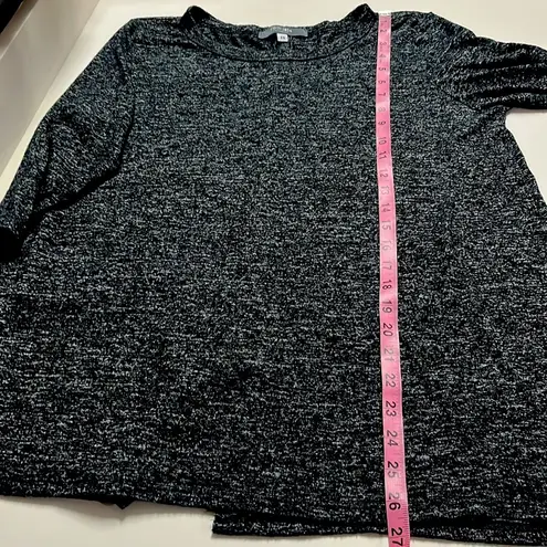 Coin 1804 LA top speckled dark grey 3/4 length sleeves cozy fall top back slit Gray Size 1X