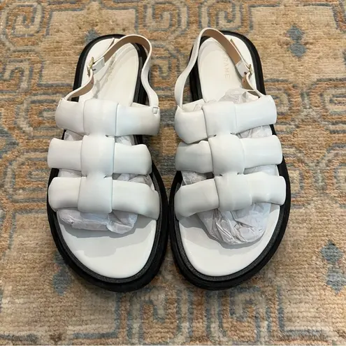 frame denim NWT FRAME Le Weston white & black padded faux leather sandals | size 39 / 9