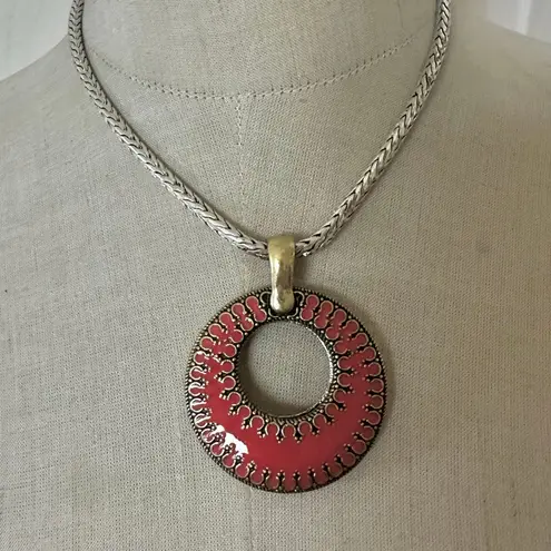 Premier Designs Reversible Moroccan Pendant Necklace Coral/Blue