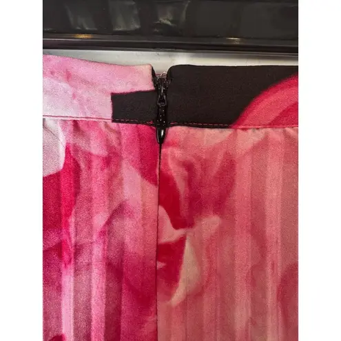 Karl Lagerfeld Skirt Women 4 Pink Floral Print Accordion Pleated Boho Cottage