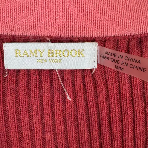 Ramy Brook Nina Cardigan Sweater Size Medium Red Cashmere Blend