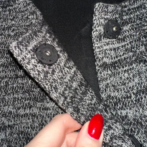 J. Jill Textured Button Front Jacket Womens Medium Black Grey Wool Blend