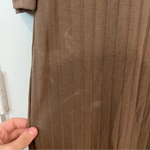 VERO MODA ribbed long sleeve midi dress in brown