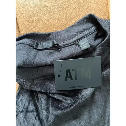 NWT ATM Anthony Thomas Melillo Black Velour Crewneck Sweatshirt Size Medium