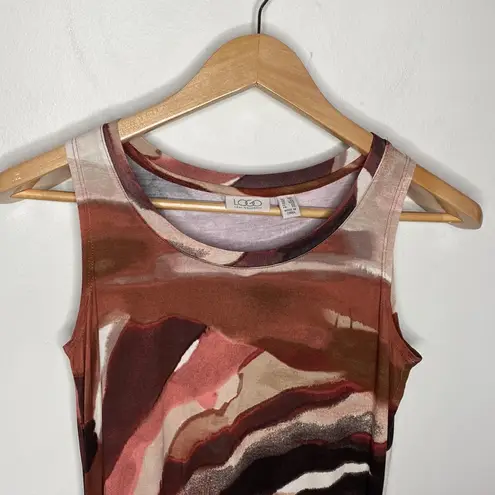 LOGO By Lori Goldstein lagenlook brushstroke printed tunic tank with pockets XXS