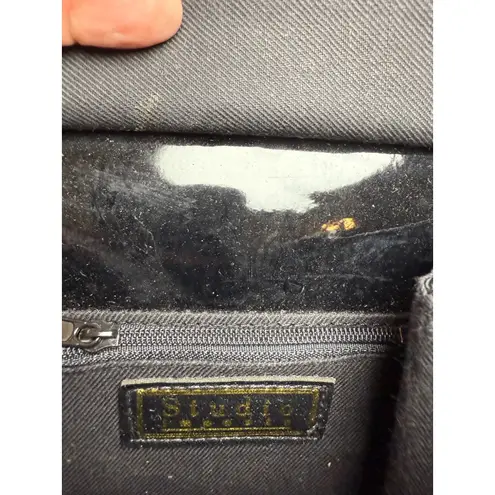 Vintage Studio Black Patent Leather Silver Chain Strap Mini Bag Purse