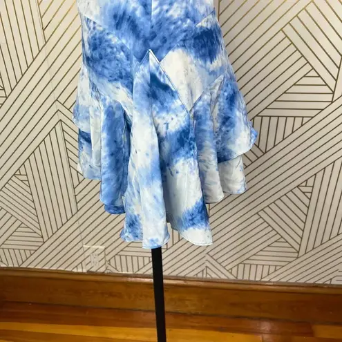Rebecca Taylor Silk Shibori Handkerchief Skirt Blue Tie Dye Size US 6