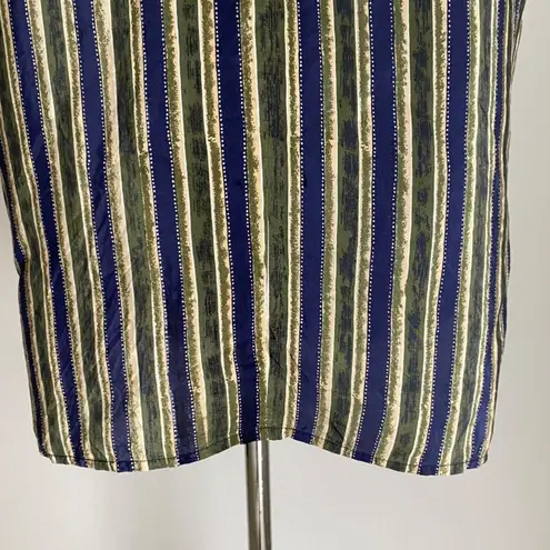 Melrose Studio Shirt Silk striped grandma preppy size Medium Green