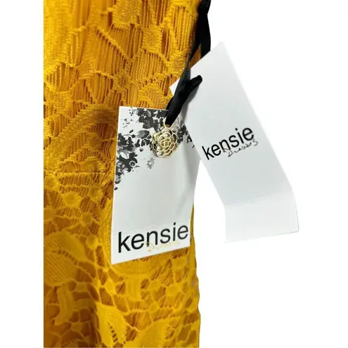 Kensie  Women's Floral-Lace Fit & Flare Dress size 10 mustard yellow NWT