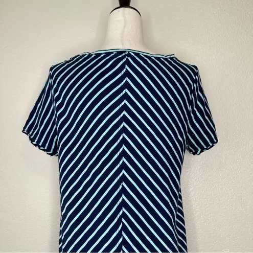 Soft Surroundings 100% Pima Cotton Indra Blue Striped Short Sleeves Tee