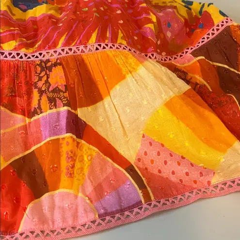 Farm Rio  Patch Twirl Midi Dress Orange Multi Size Medium - Image 11