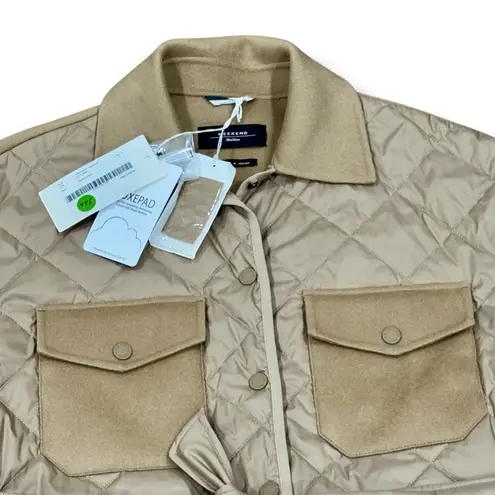NWT Max Mara Weekend Size 12 Tan Wool Mixed Media Quilted Paprica Jacket $1025