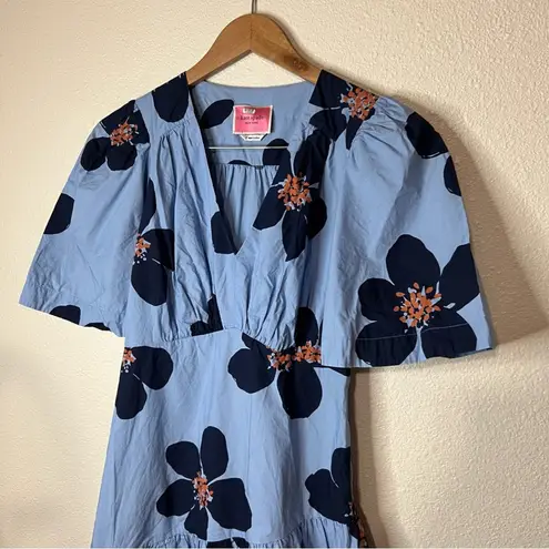 Kate Spade  Blue Grand Flora Floral Flounce Mini Dress 0