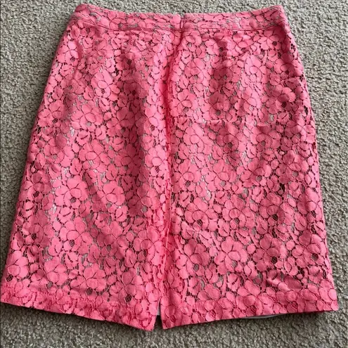 Apt. 9  Lace pencil Skirt with tan lining, coral color, size 8