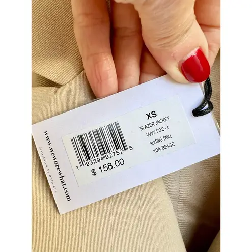 We Wore What NWT Suiting Twill Notch Lapel Blazer Coat Jacket Beige Womens Size XS