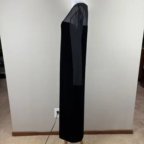 Karen Kane Maxi Dress Medium Black Velvet Sheer Sleeve Holiday Whimsigoth Witchy
